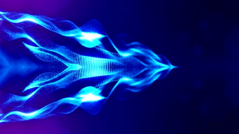 complex blue composition with luminous particles that form wavy structures in the air. 4k 3d looped smooth animation with glow paricles. sci-fi microworld or space background. 10