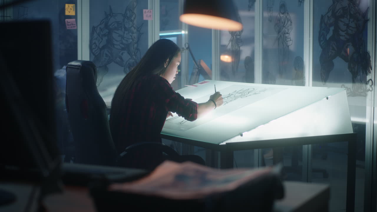 Woman Artist Drawing Comics Character