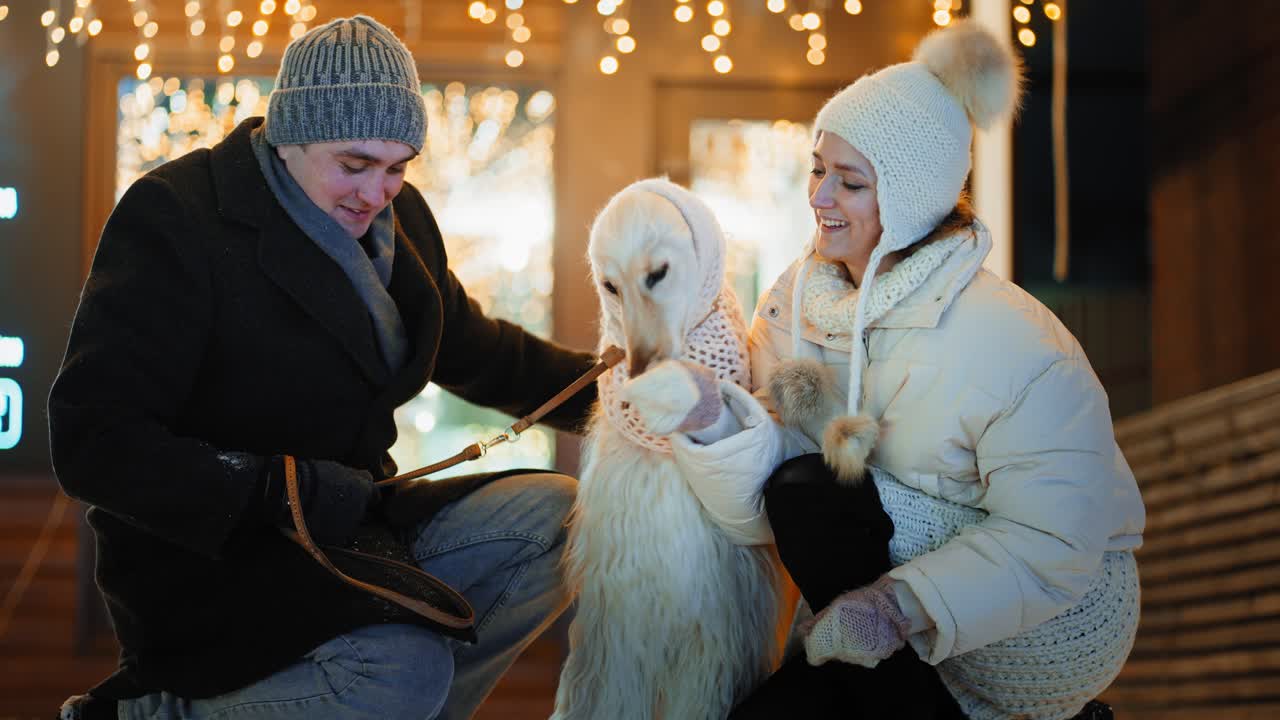 Couple and Dog at Night
