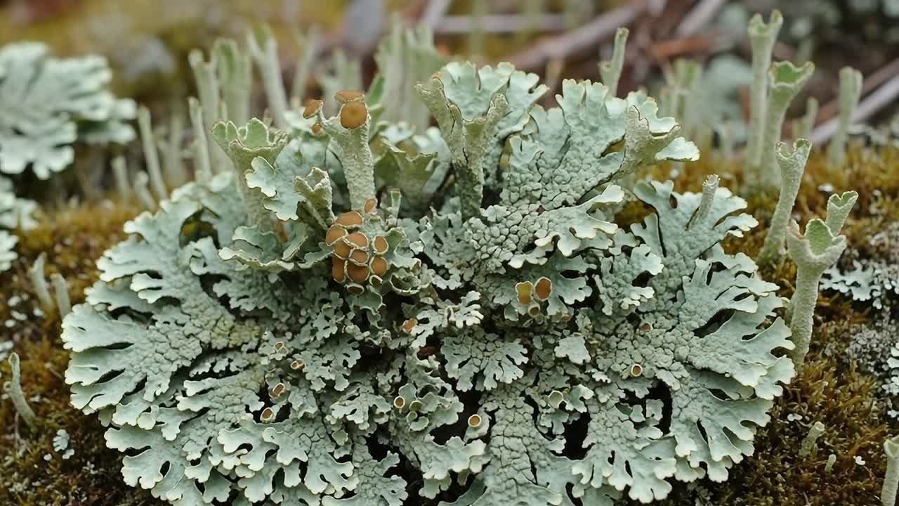 Captivating Close-Up of Lush Green Lichens Illustrating Nature's Intricate Patterns and Textures in a Serene Forest Environment