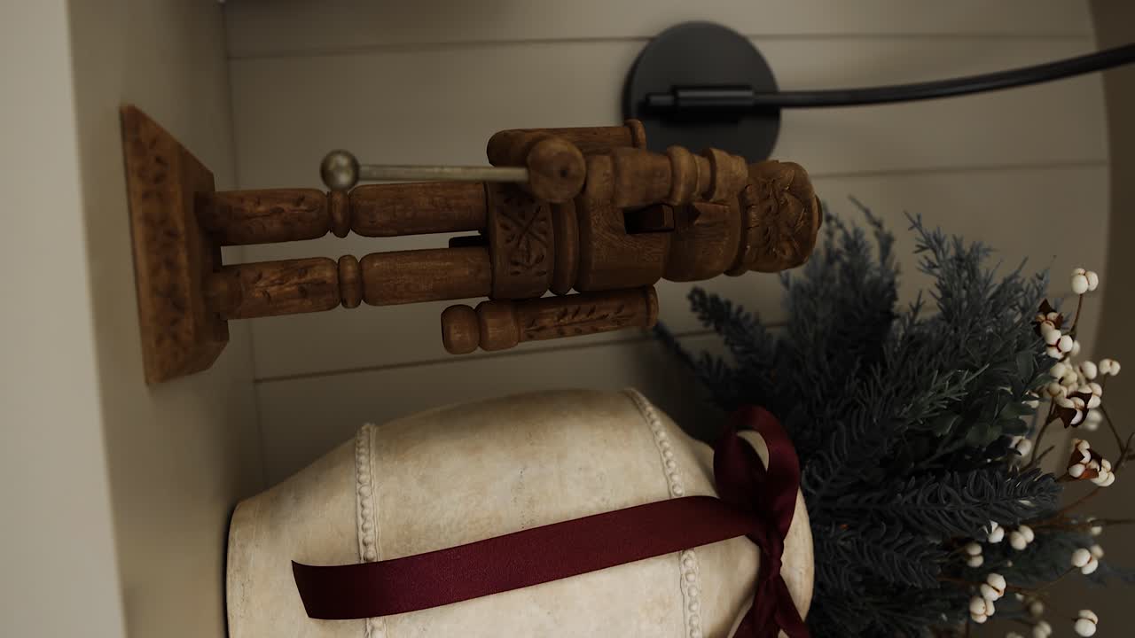 navidad cascanueces decoración interior festiva en el estante, vertical