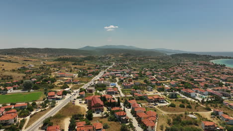 aerial view of a village on the coast of greece