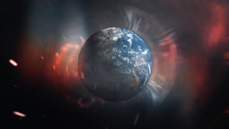 animación rotativa de la tierra azul de bucle abstracto 4k 3d con luz de destello del futuro concepto de fondo de alta tecnología para negocios de alta tecnología, red de crecimiento científico, telón de fondo de red social global digital.