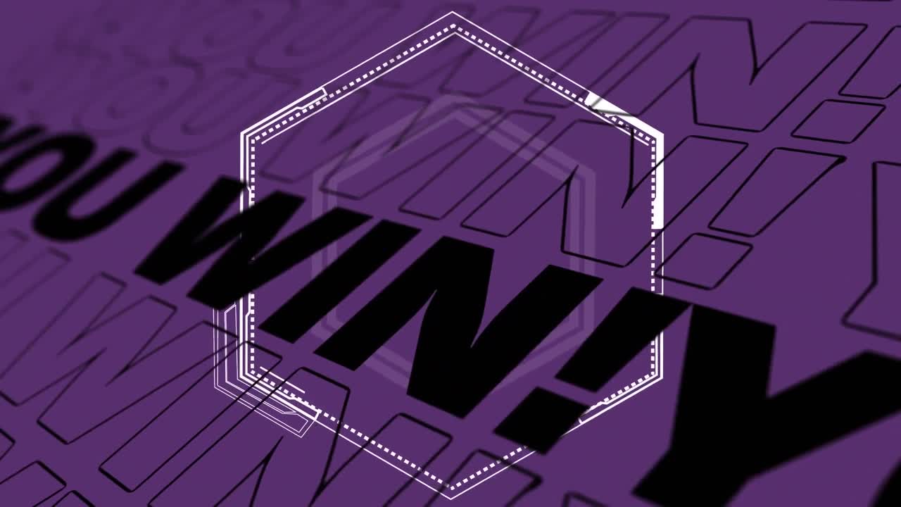 animación de usted ganar texto sobre colorido fondo estampado.