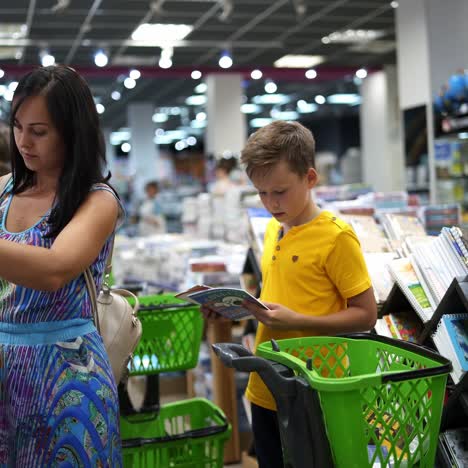 family shopping in stationery store