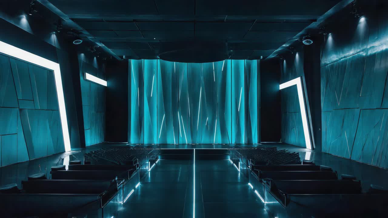 A modern and illuminated theater stage