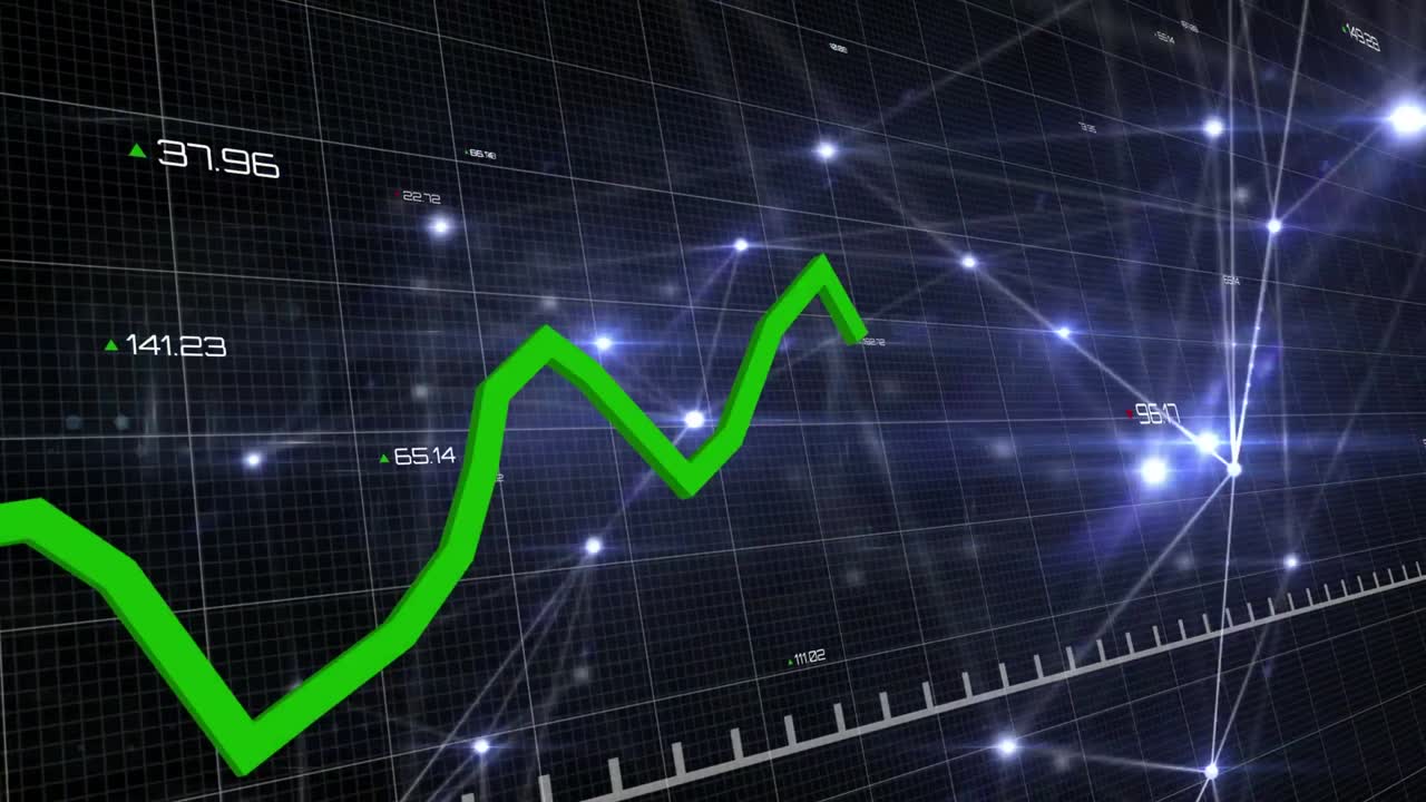 녹색 선의 애니메이션과 그리드 상의 데이터 처리