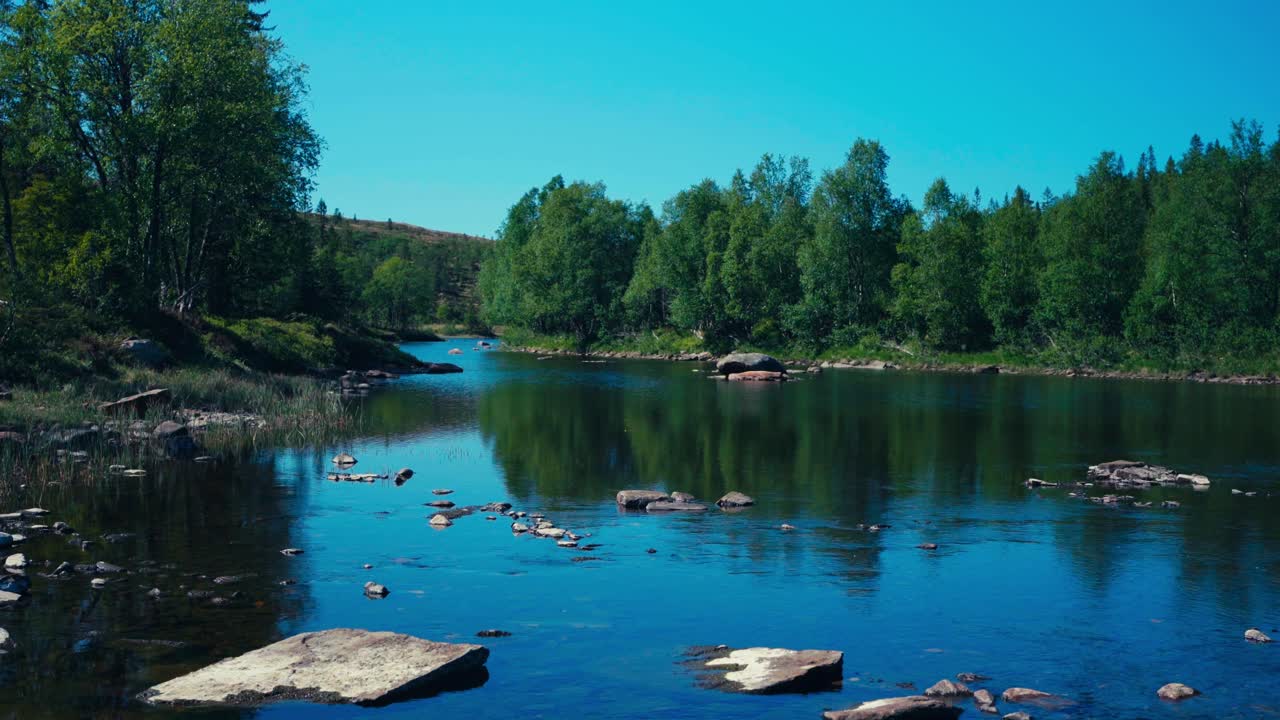 Scenic River In Indre Fosen, Norway - Wide Shot
