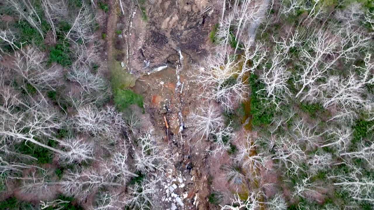 dam break aerial, damaage from hurricane helene near boone nc, north carolina