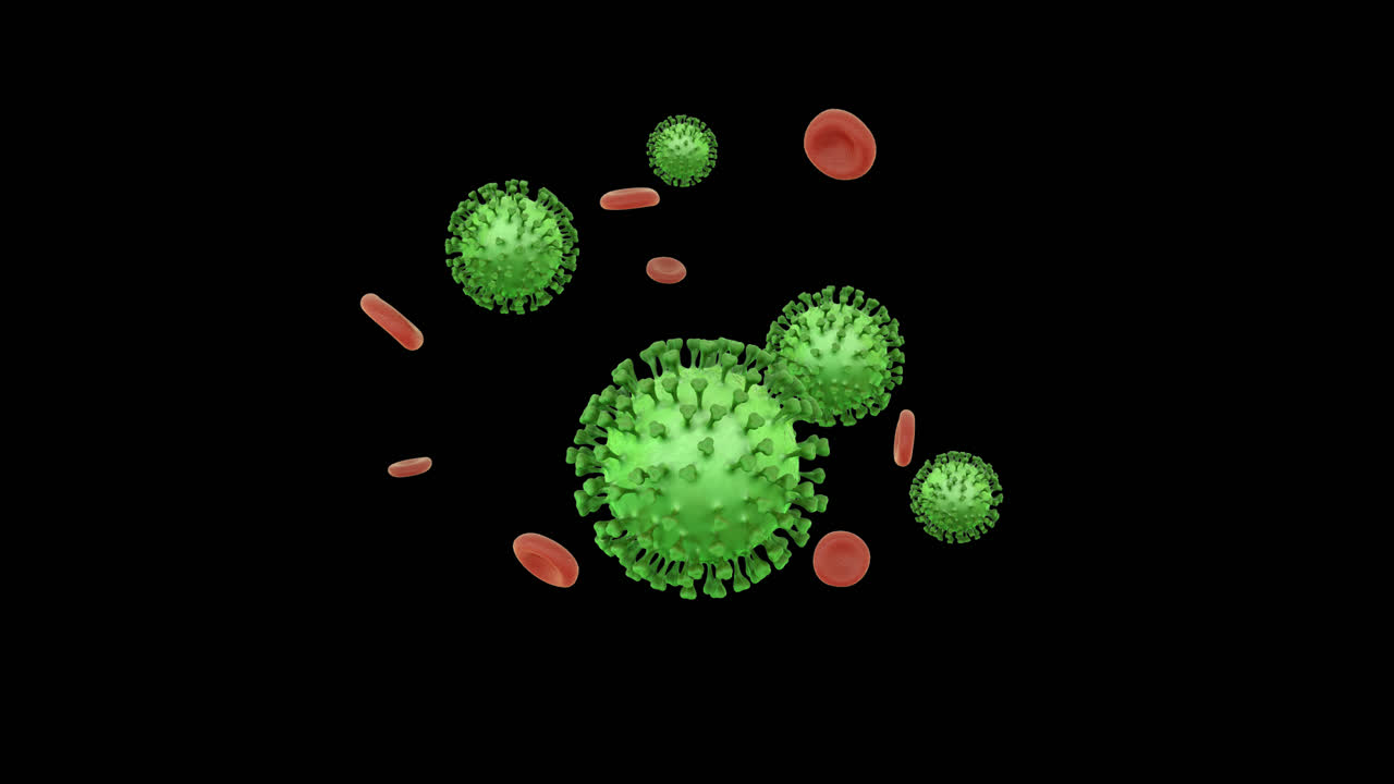 células sanguíneas voladoras con coronavirus con canal alfa