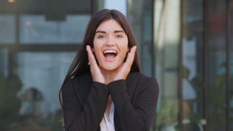 portrait of a happy laughing female looking