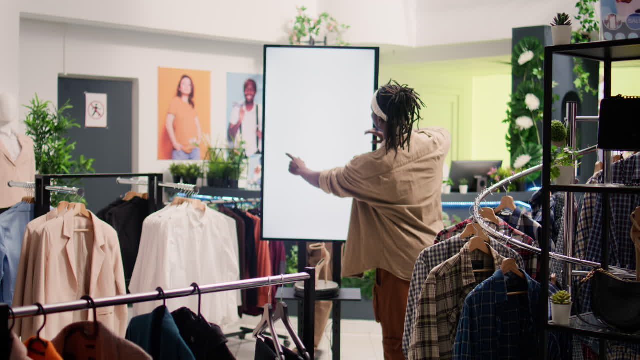 Client uses digital screen in SH shop