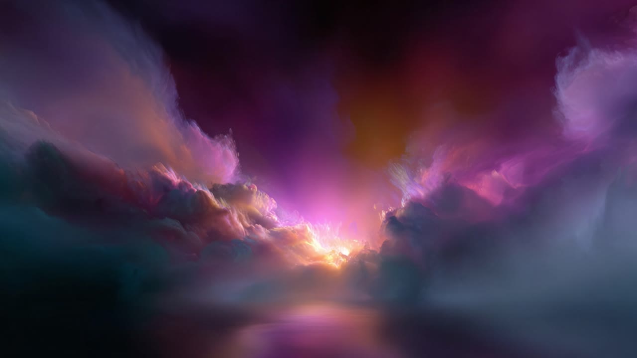 A Spectacular Visual Journey Through Ethereal Clouds Illuminated by Radiant Colors, Capturing the Mystical Essence of Nature's Beauty at Dusk