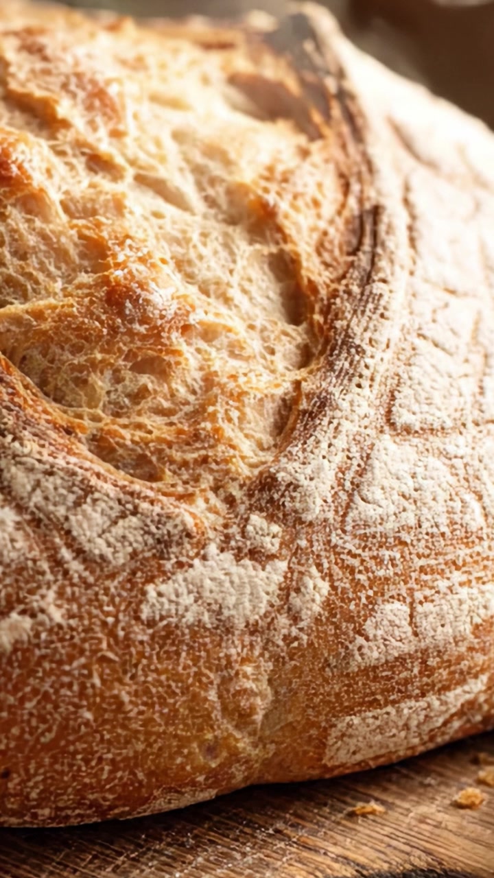A Close-Up of a Freshly Baked Artisan Bread Loaf, Showcasing Its Golden Crust and Intricate Texture, Perfectly Crafted for Delicious Sandwiches or Gourmet Meals