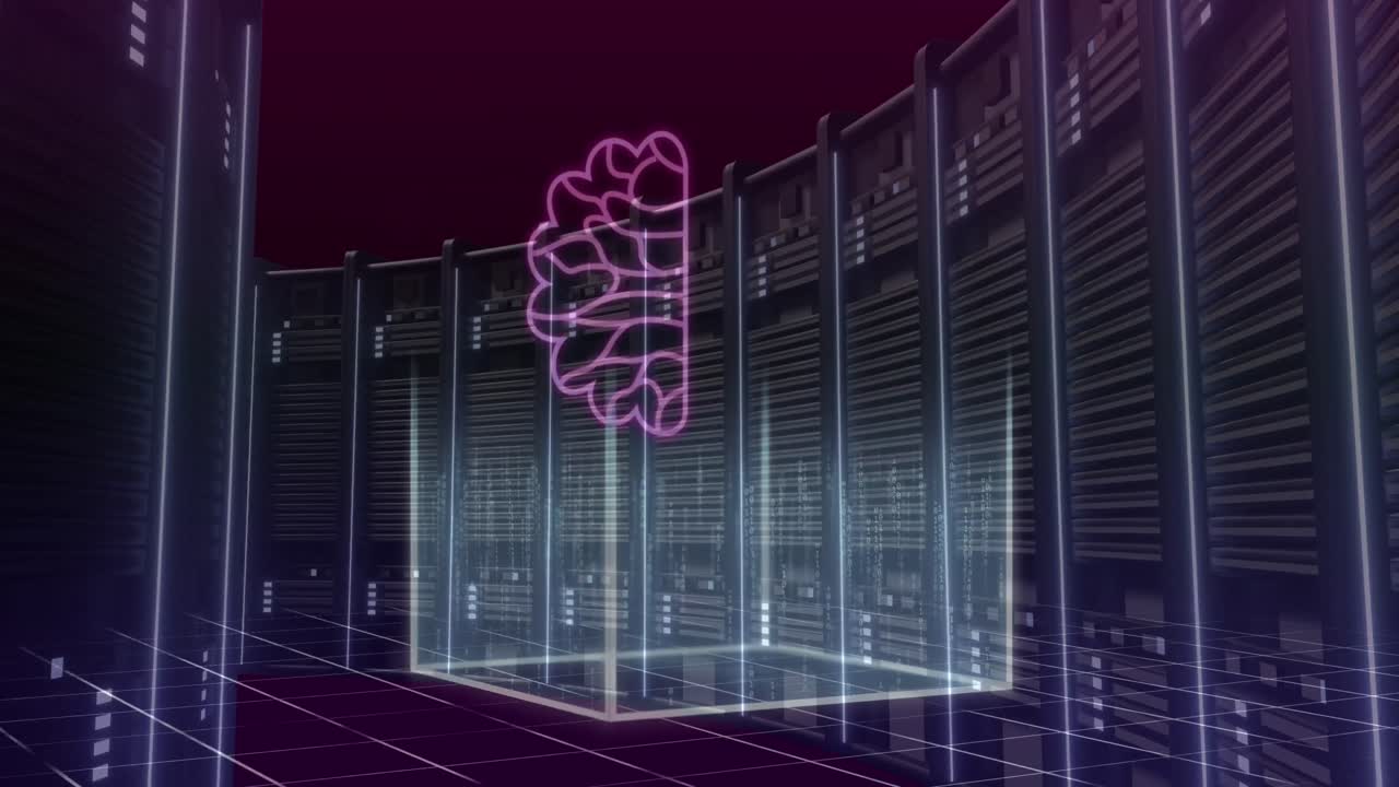 Animation of ai data processing over computer servers