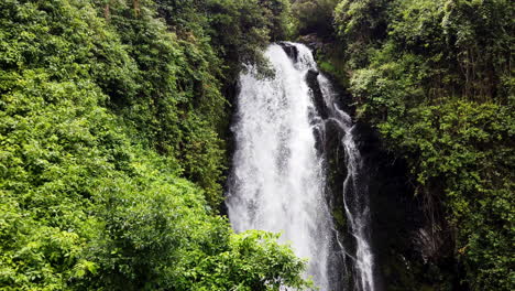 Una-Exuberante-Vegetación-Rodea-Una-Cascada-En-Baños,-Ecuador,-Un-Entorno-Natural-Sereno