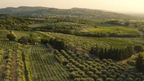 aerial view of beautiful landscape in provence of france during sunset