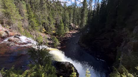 Un-Pequeño-Arroyo-De-Agua-Que-Se-Convierte-En-Una-Cascada-En-El-Bosque