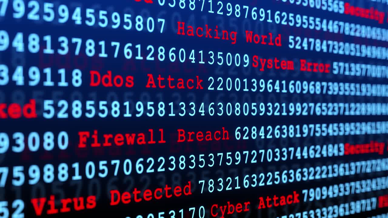 datos binarios digitales, transmisión de código de matriz de animación de bucle de fondo.