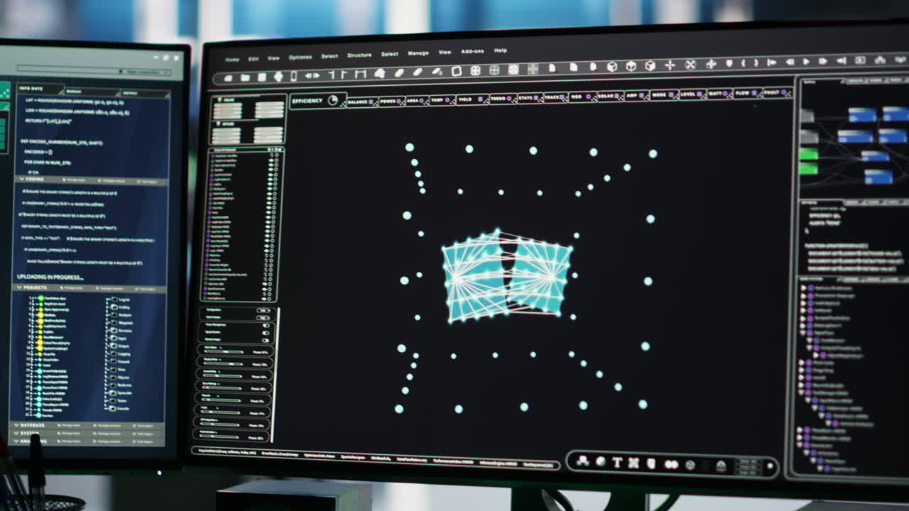 Data center computer systems controlling network resources, closeup