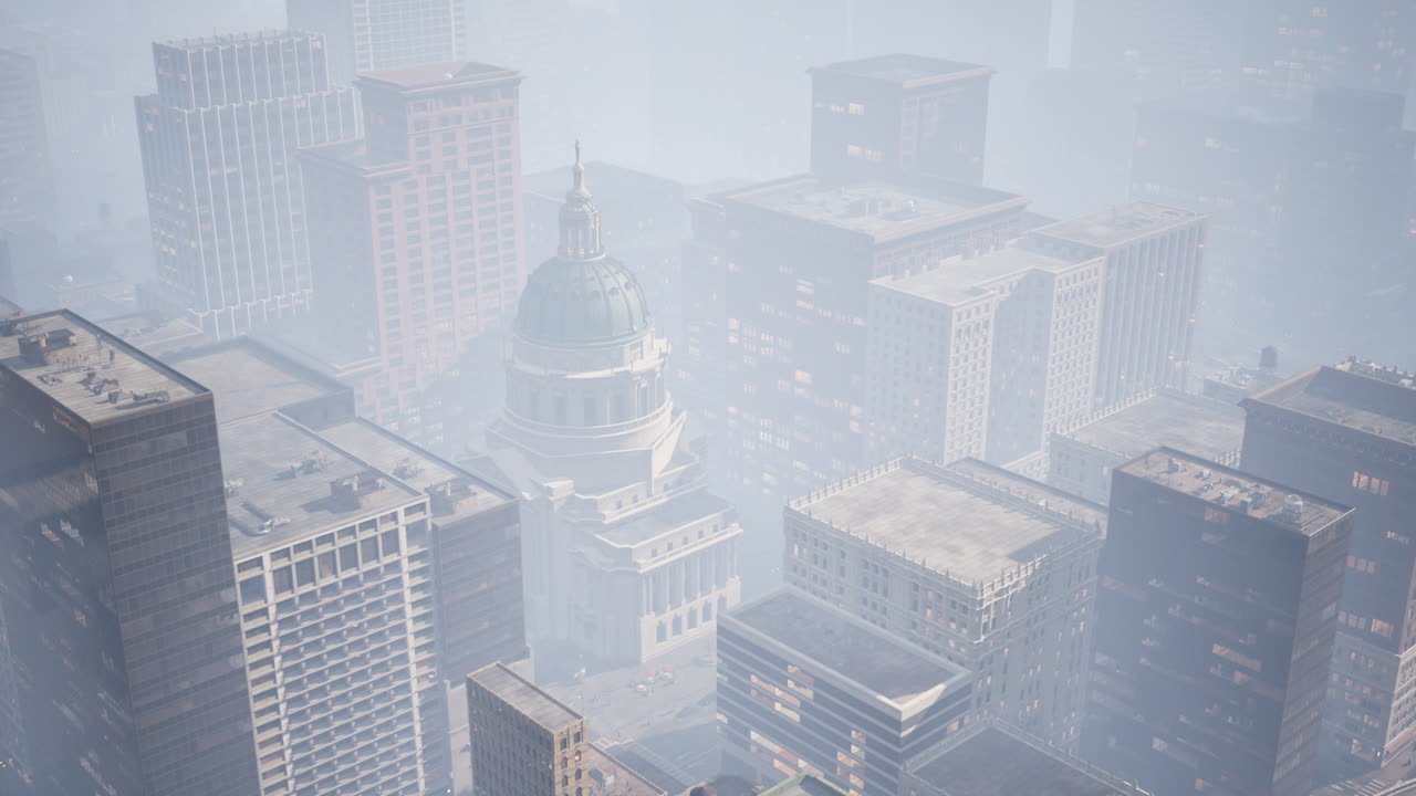 아침 안개로  ⁇ 인 마천루