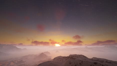 snowy mountain sunset landscape