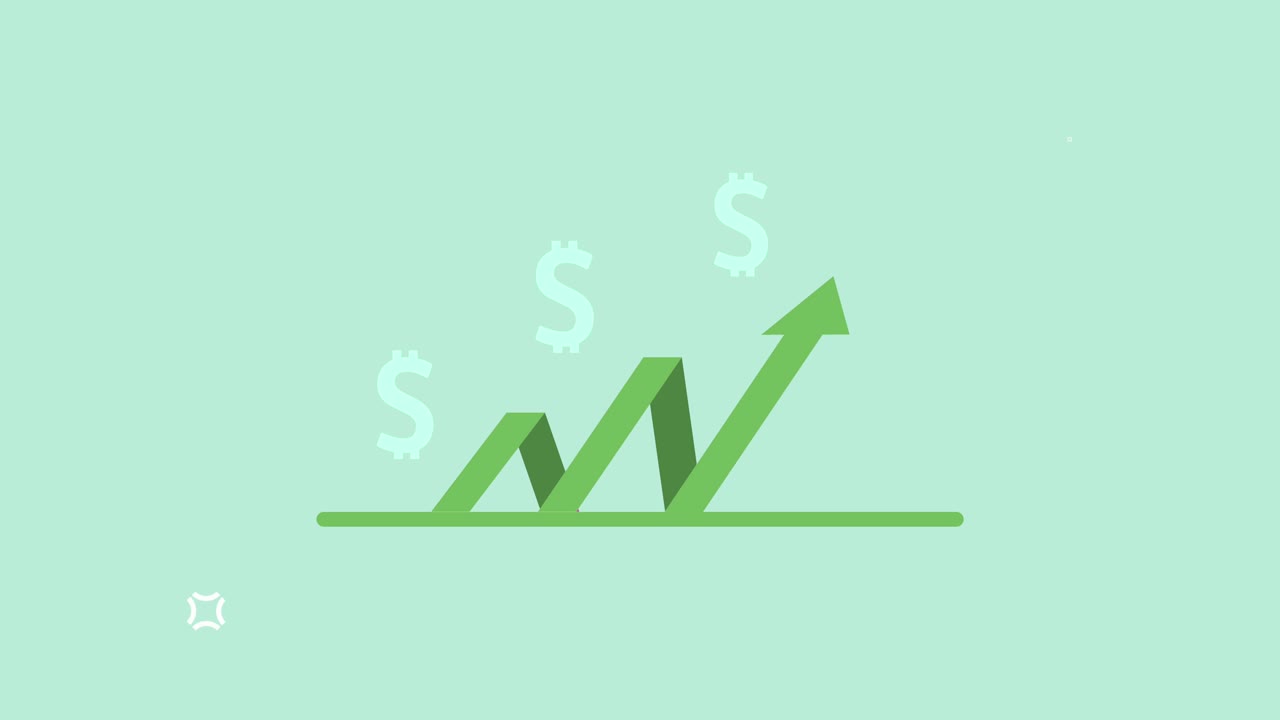 Animazione di freccia statistica con dollari