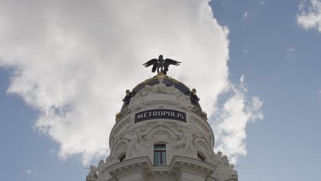 slow motion shot of a building at la gran via in madrid spain