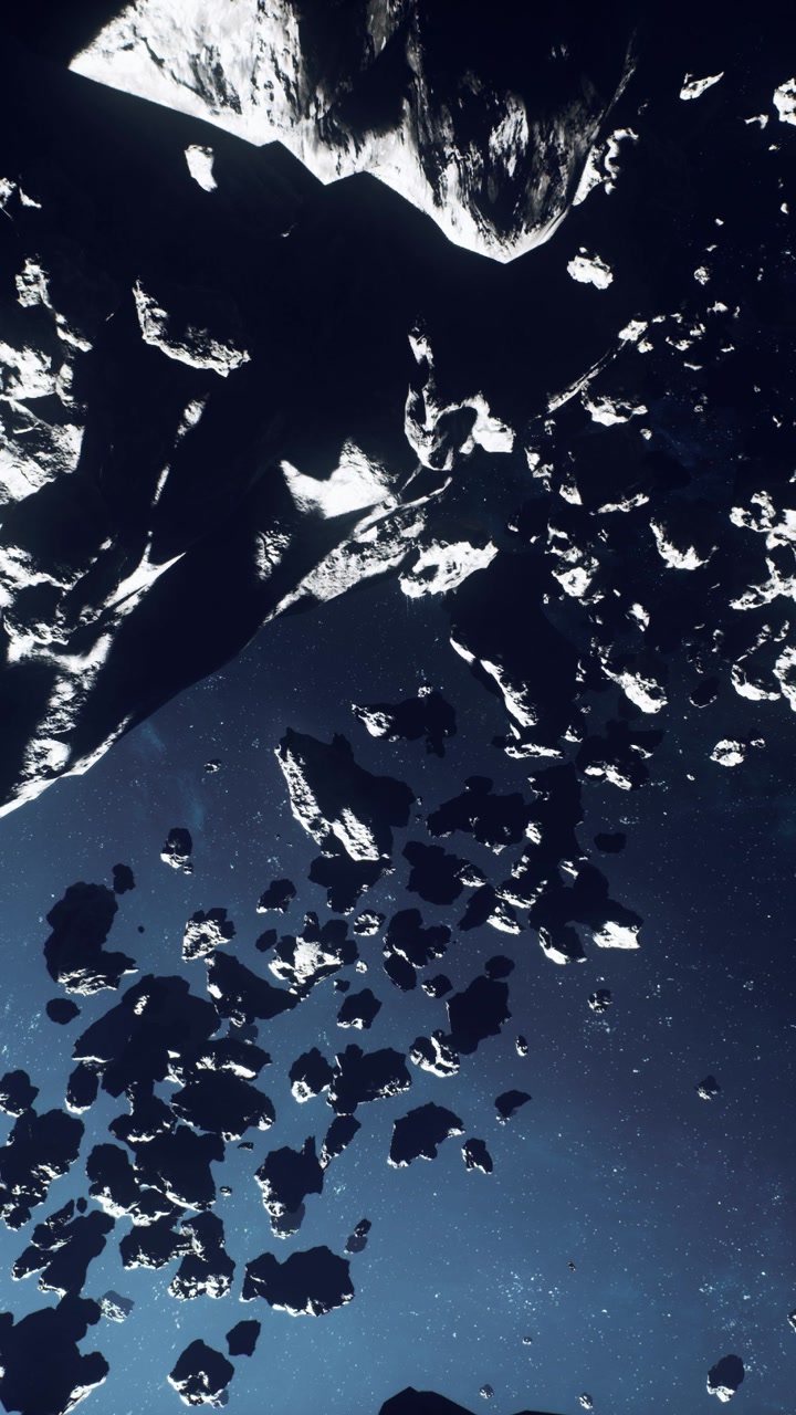 Unmanned vehicle examines fractured icy surfaces in deep space