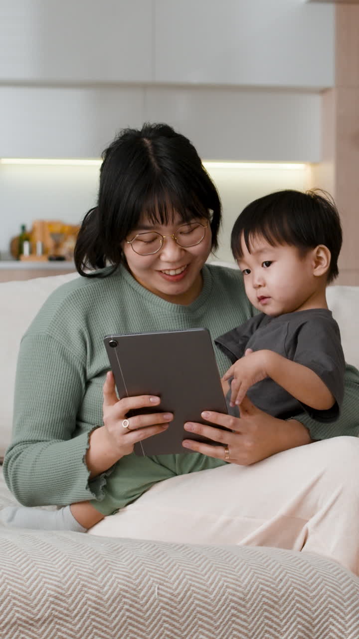 Mother and Child Using Tablet