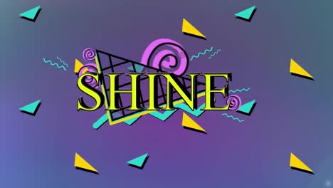 Animation-of-shine-text-over-abstract-shapes-on-purple-background