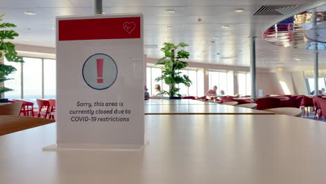 closed dining area aboard a stena line ferry from germany to sweden