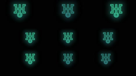 Pulsing-neon-green-Japan-icon-pattern