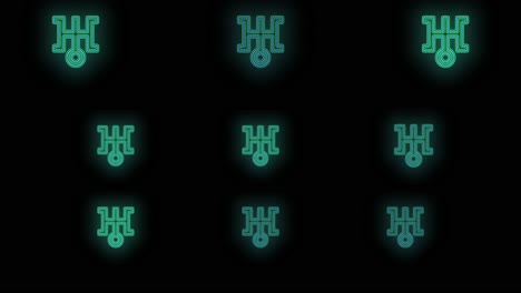 Pulsing neon green Japan icon pattern