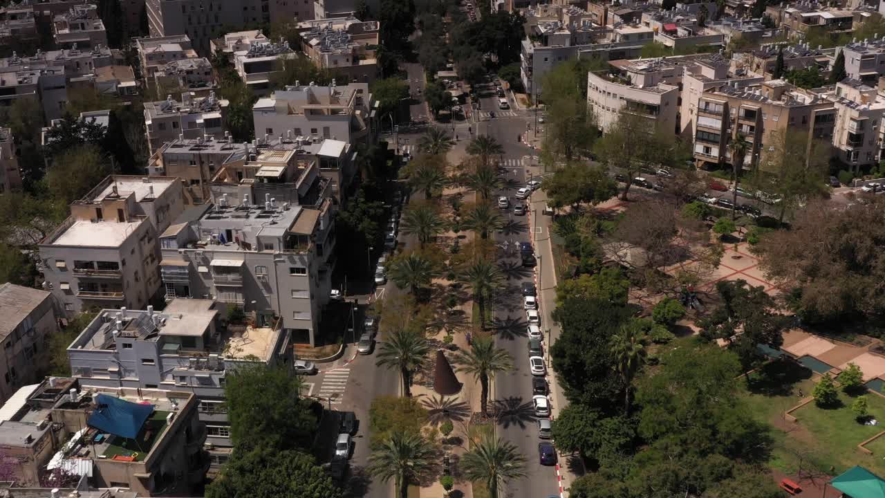 Aerial View of Israeli City with Park and Residential Buildings
