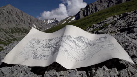 mountain map on rocks