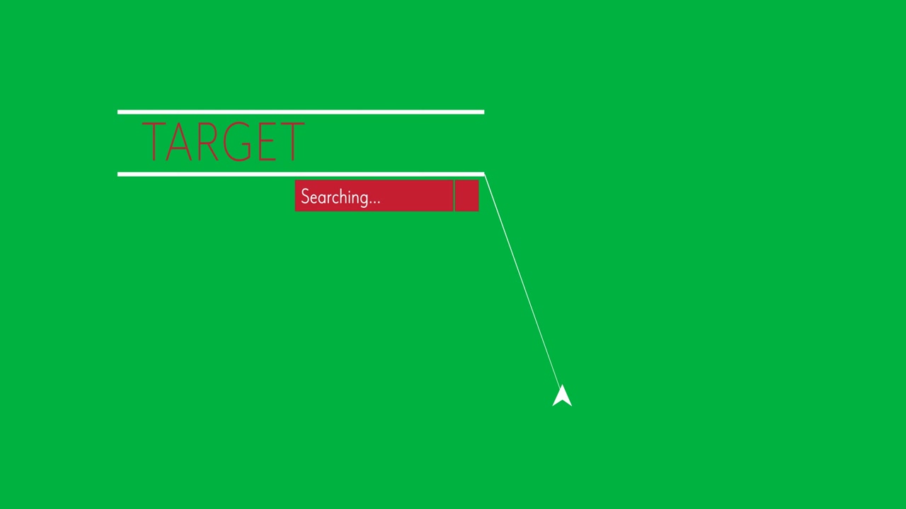 Digitally generated video of target searching text against white background