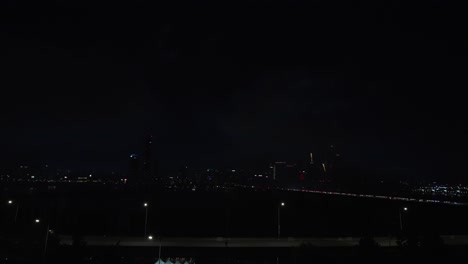 variety of colorful fireworks displays exploding above han river of the seoul international firework festival at the yeouido han river 2024, wonhyo bridge