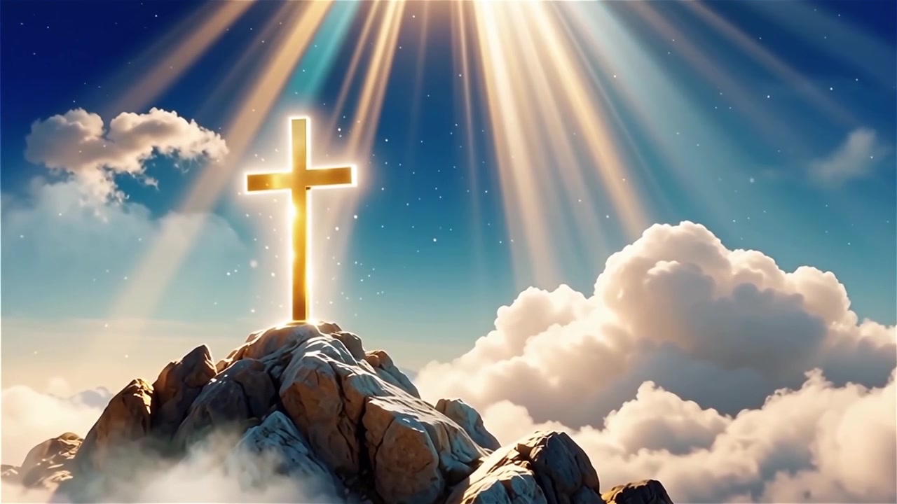 Christian Cross Heavenly Light Worship Background