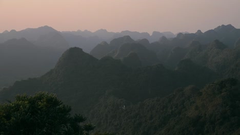 aerial view of rocks and mountains of cat ba island in vietnam