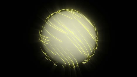 3d glowing neon lines moving around sphere. animation with alpha channel