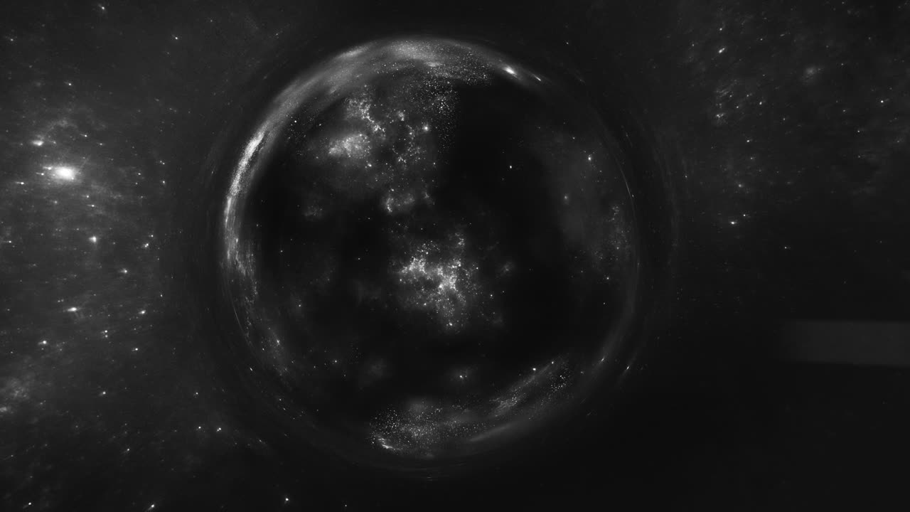 A giant wormhole curves the black space around it