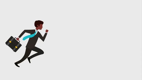 hombre de negocios corriendo iconos de vista lateral