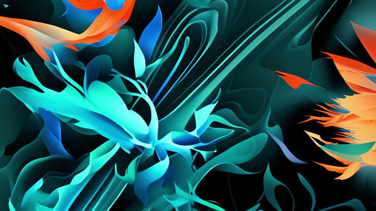 Abstract fluid shapes in blue and orange, dynamic movement animation