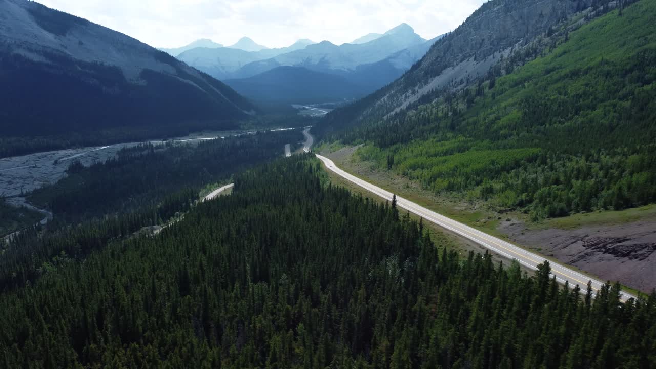 Drone footage of Route 66 in Kananaskis Public Land Use Zone