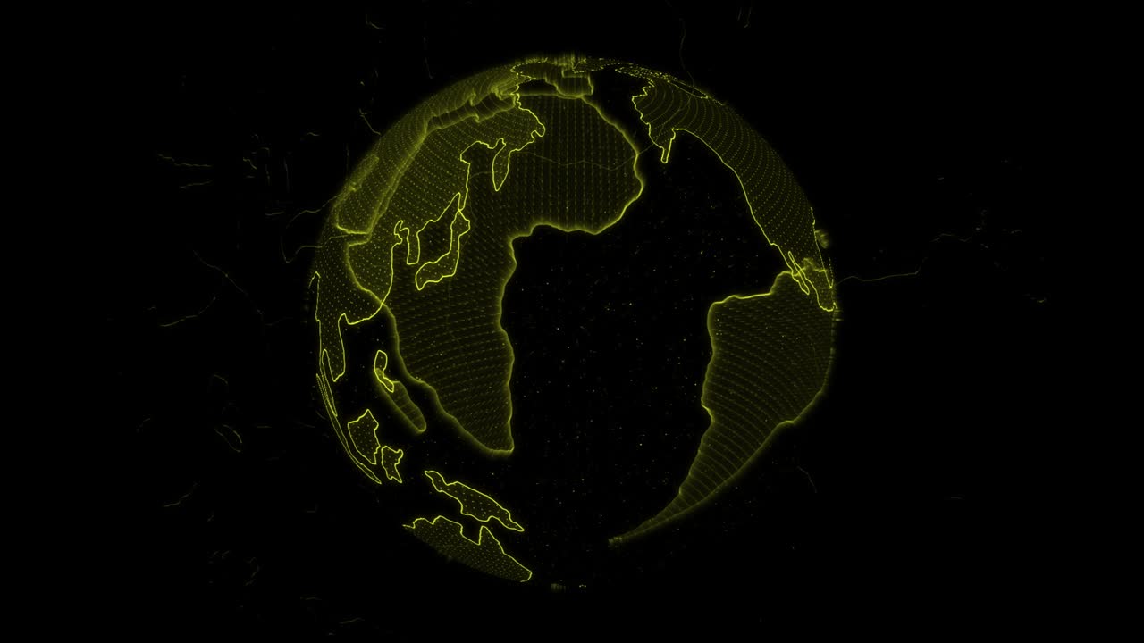 planeta tierra en bucle - 4k globo digital abstracto - conexiones globales con puntos de conexión - futurista alta tecnología bucle planeta - tierra conectada - red tecnológica y tierra digital 4k - color verde