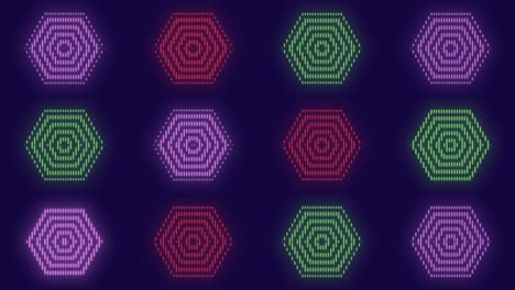 Pulsing-neon-hexagons-pattern-with-led-light-in-casino-style