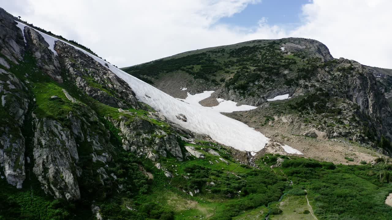 A melting snowfield in Colorado's Rocky Mountains