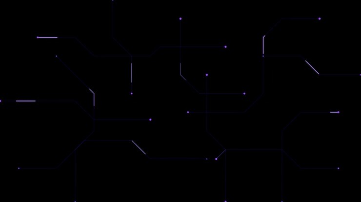 Abstract Digital Circuit Board Animation with Glowing Nodes