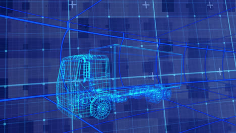 Animation-of-3d-car-drawing-driving-over-grid